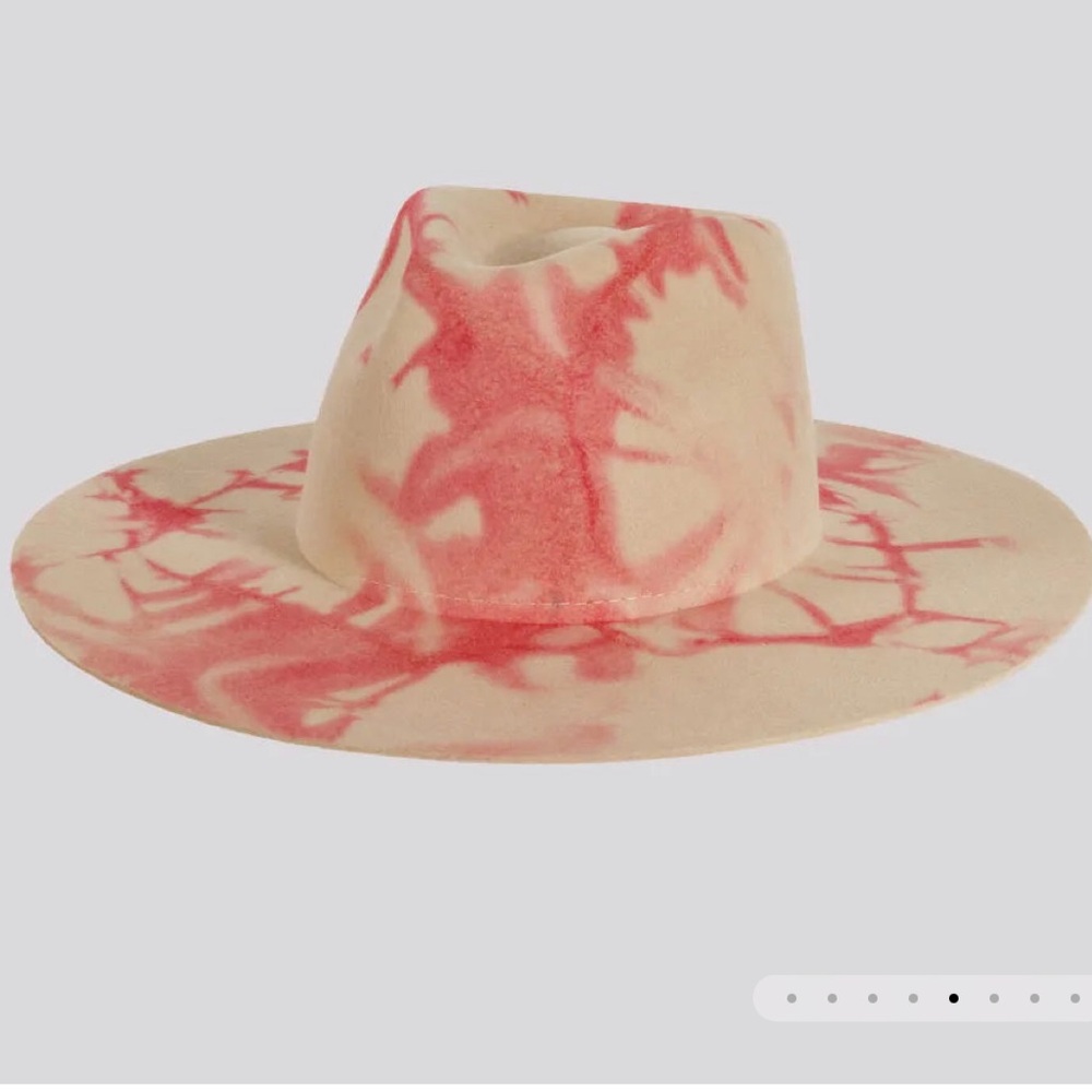 Chic Red and Cream Tie Dye Fedora Hat